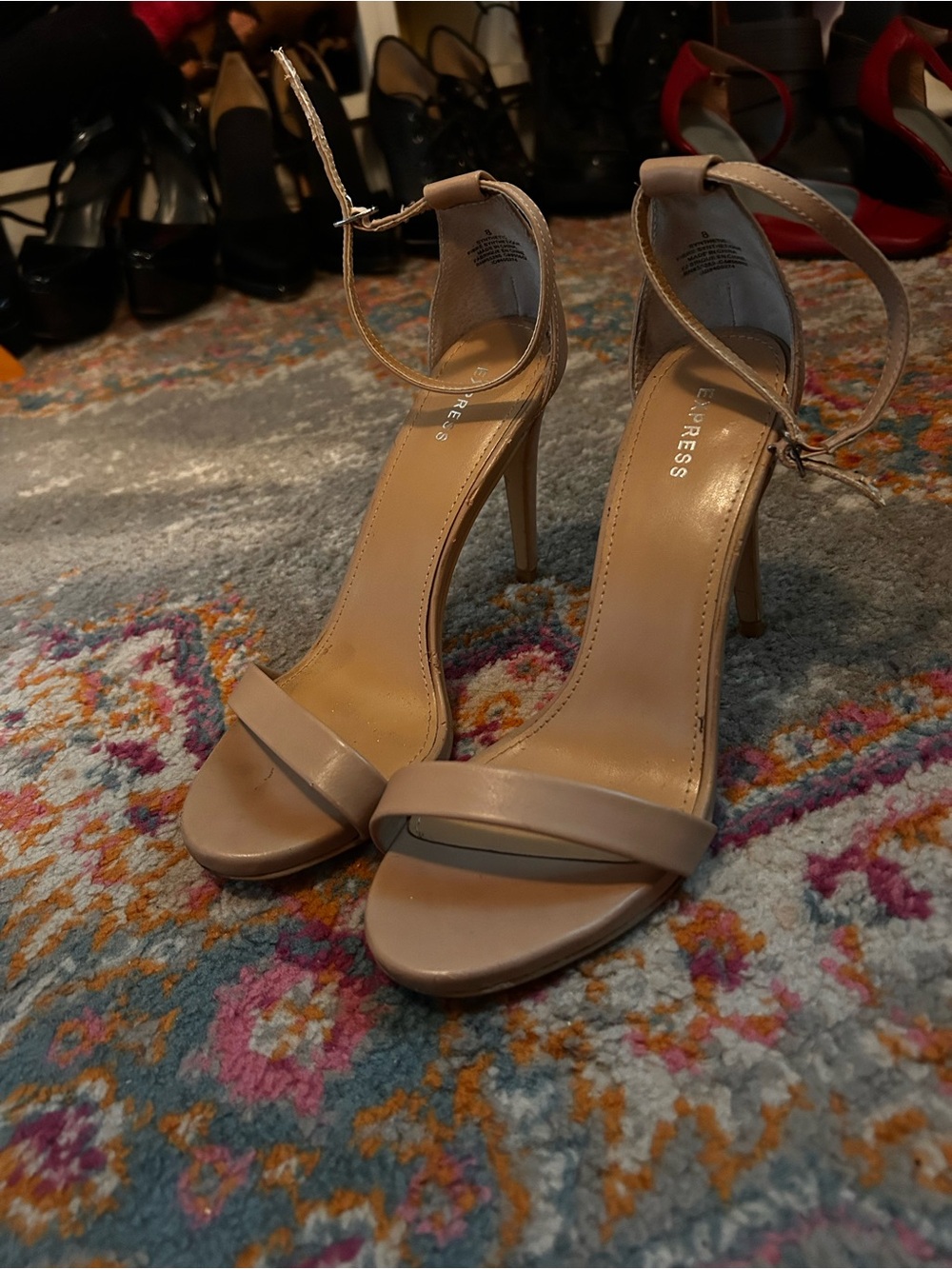 Express Nude Ankle-Strap Stiletto Sandals